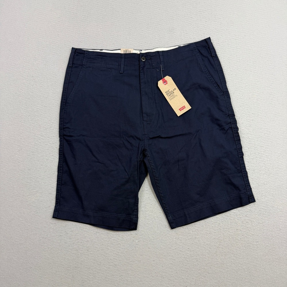 Levis Shorts Men's 36 Blue 502 Regular Taper Chino Shorts Stretch 52438-0013 NEW